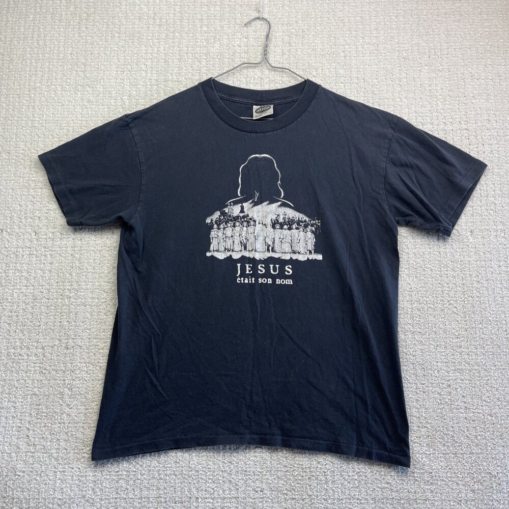 Vintage 90’s Jesus Christ Tee Shirt Size Large Jesus Était son Nom USA Made